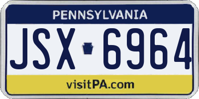 PA license plate JSX6964