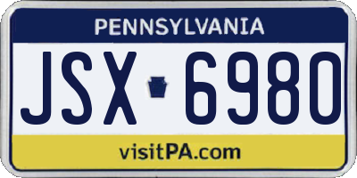 PA license plate JSX6980