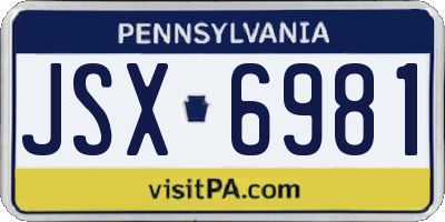 PA license plate JSX6981