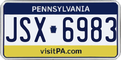 PA license plate JSX6983
