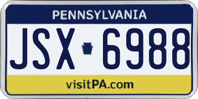 PA license plate JSX6988