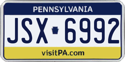 PA license plate JSX6992