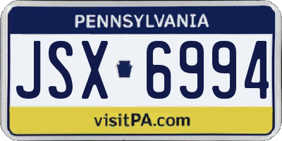 PA license plate JSX6994