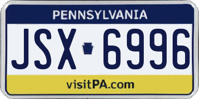 PA license plate JSX6996