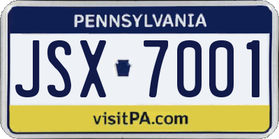 PA license plate JSX7001