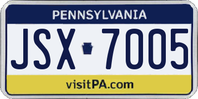PA license plate JSX7005