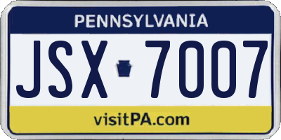 PA license plate JSX7007