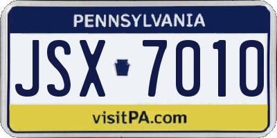 PA license plate JSX7010