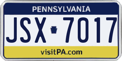 PA license plate JSX7017