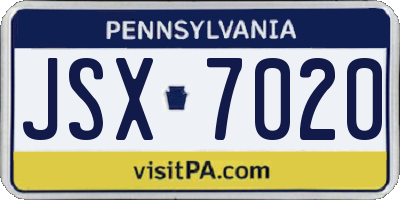 PA license plate JSX7020