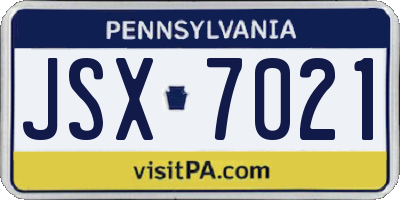 PA license plate JSX7021