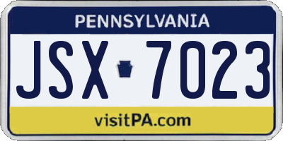PA license plate JSX7023
