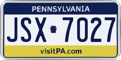 PA license plate JSX7027