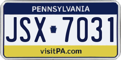 PA license plate JSX7031
