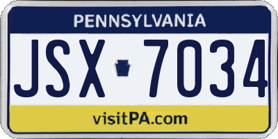 PA license plate JSX7034