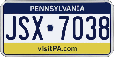 PA license plate JSX7038