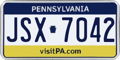 PA license plate JSX7042