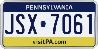 PA license plate JSX7061
