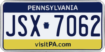 PA license plate JSX7062