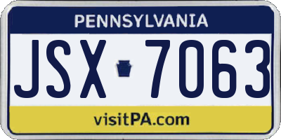 PA license plate JSX7063