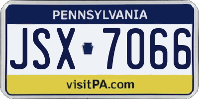 PA license plate JSX7066