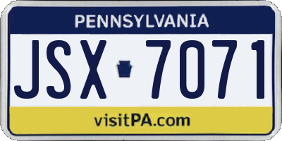 PA license plate JSX7071