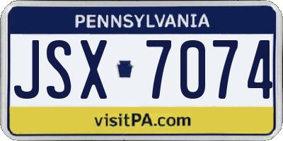 PA license plate JSX7074