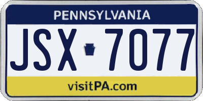 PA license plate JSX7077