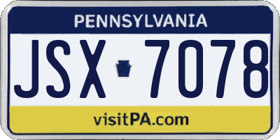 PA license plate JSX7078