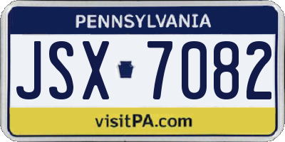 PA license plate JSX7082