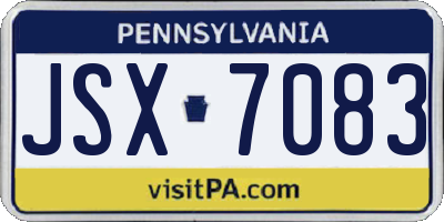 PA license plate JSX7083