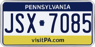 PA license plate JSX7085