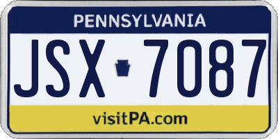 PA license plate JSX7087