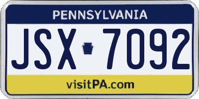 PA license plate JSX7092