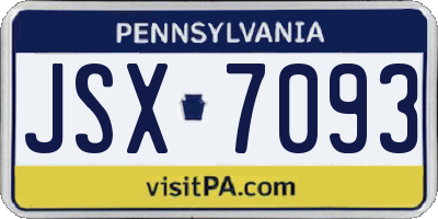 PA license plate JSX7093