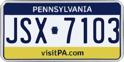 PA license plate JSX7103