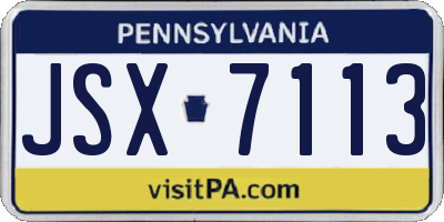 PA license plate JSX7113
