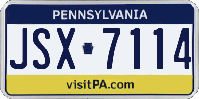 PA license plate JSX7114