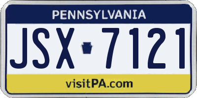 PA license plate JSX7121