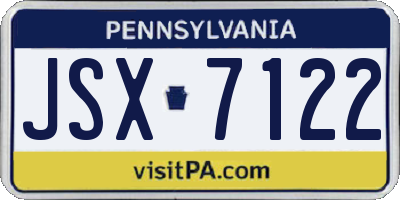 PA license plate JSX7122