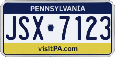 PA license plate JSX7123