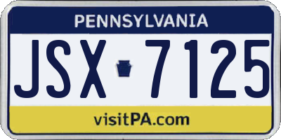 PA license plate JSX7125
