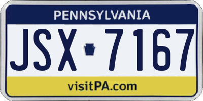 PA license plate JSX7167