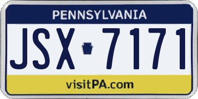 PA license plate JSX7171