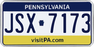 PA license plate JSX7173