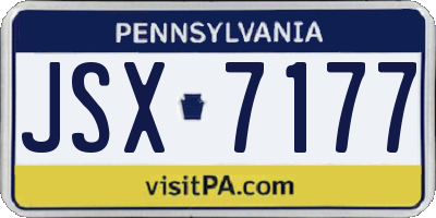 PA license plate JSX7177