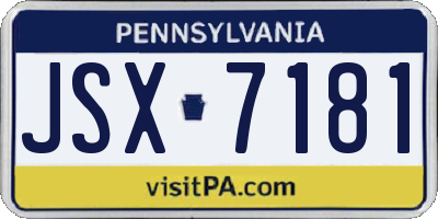 PA license plate JSX7181