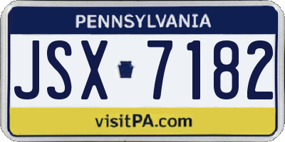PA license plate JSX7182