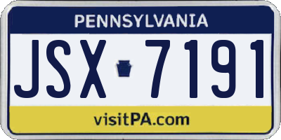 PA license plate JSX7191