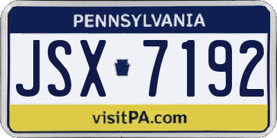 PA license plate JSX7192